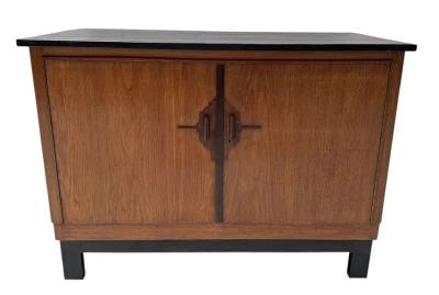 Art Deco Modernist Sideboard or credenza with Black Lacquered Top, 1930s